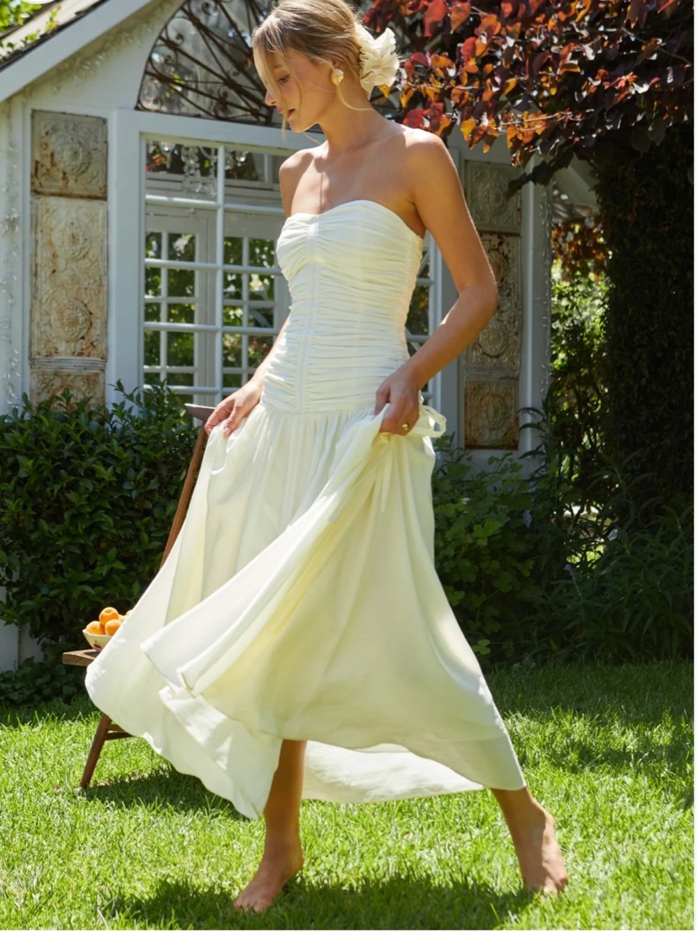 Astr zuri drop waist maxi dress in cream